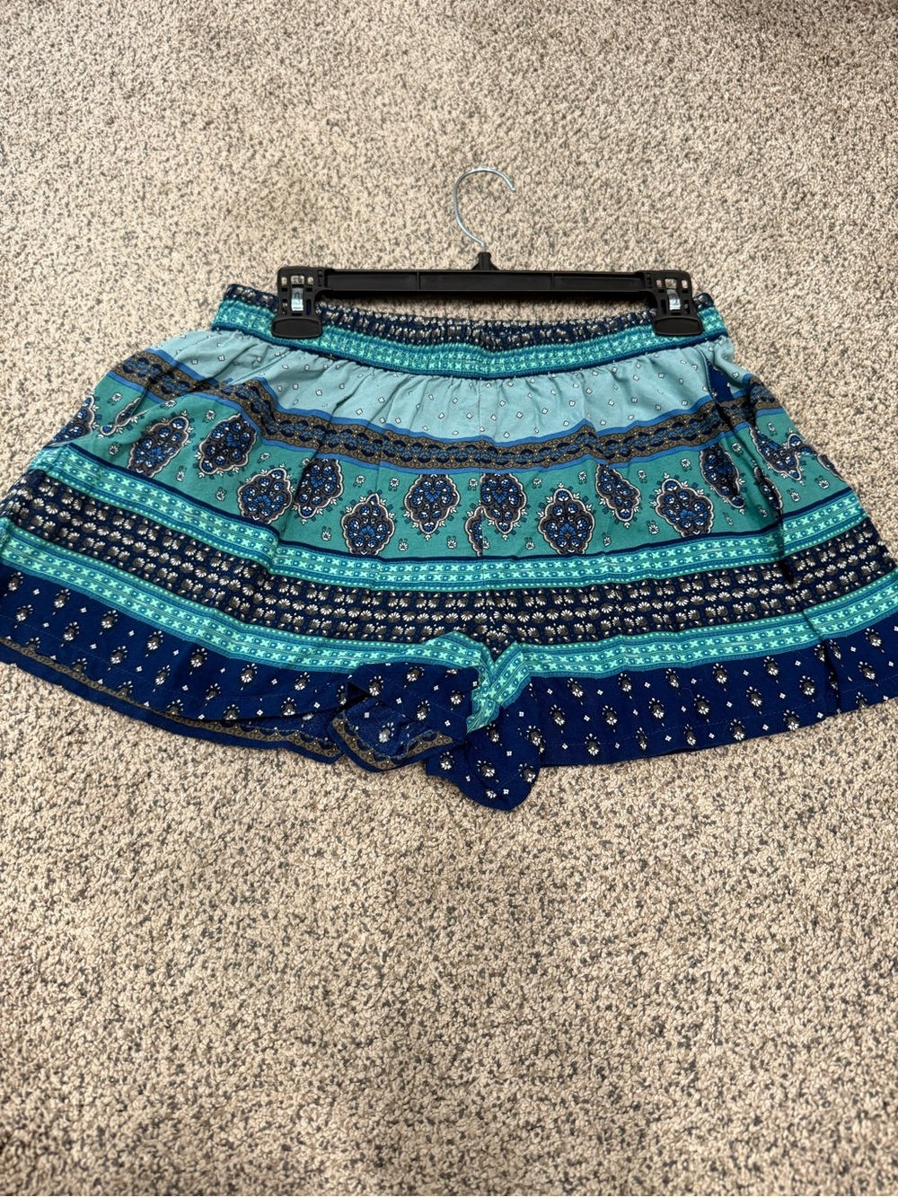 Mossimo Supply Co. Teal & Navy Paisley Mini Shorts